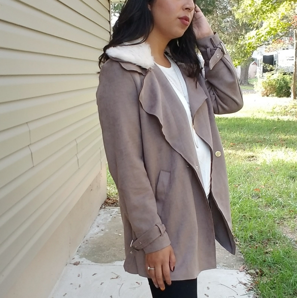 OVERSIZED BOYFRIEND TAUPE JACKET - Picture 5 of 15